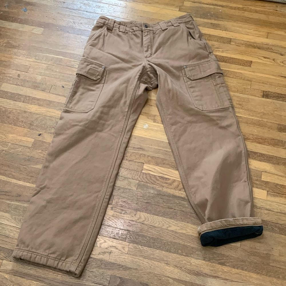 Duluth Trading Co. Heavyweight Fleece Lined Workwear Cargo Pants Size 38x36